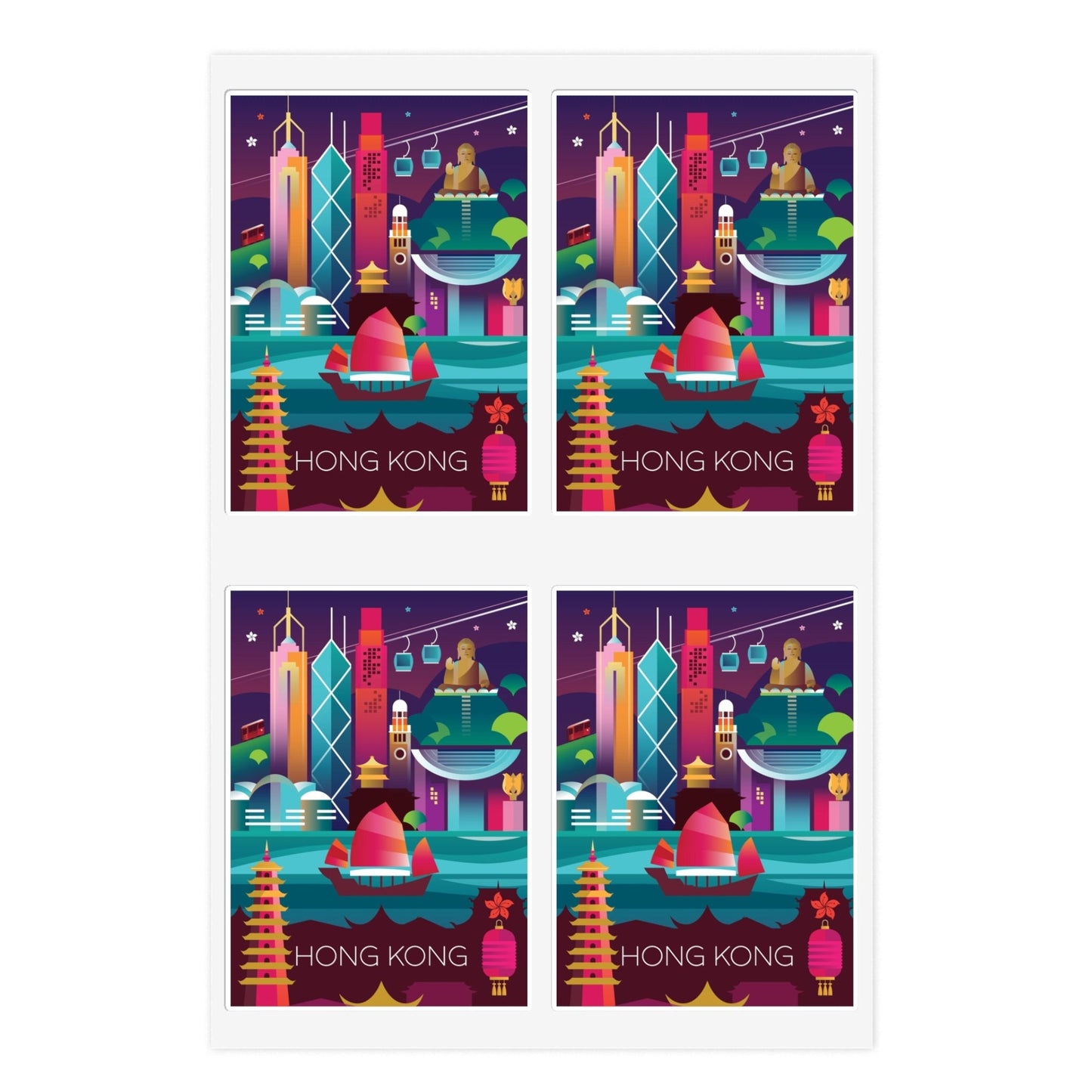 Hongkong-Aufkleberblatt