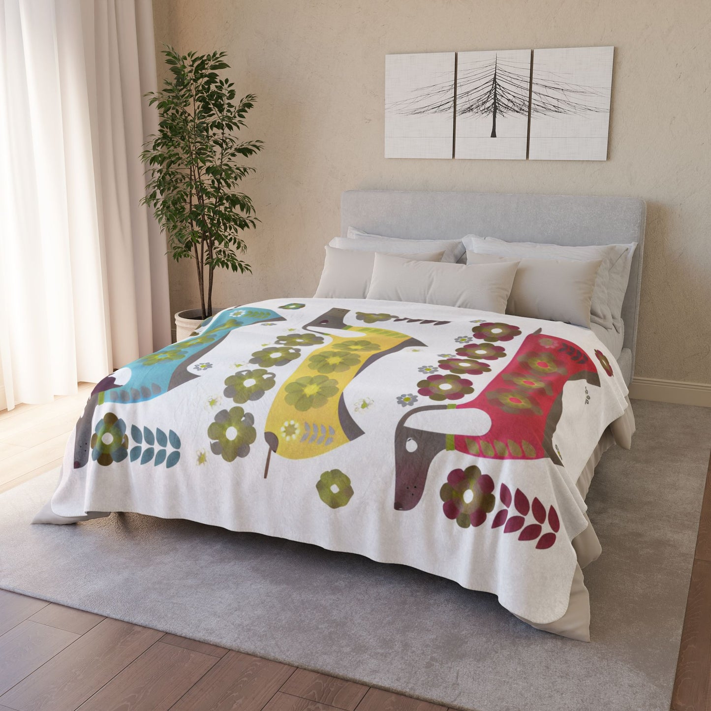 Dachshunds for Days Cozy Fleece Sherpa Blanket