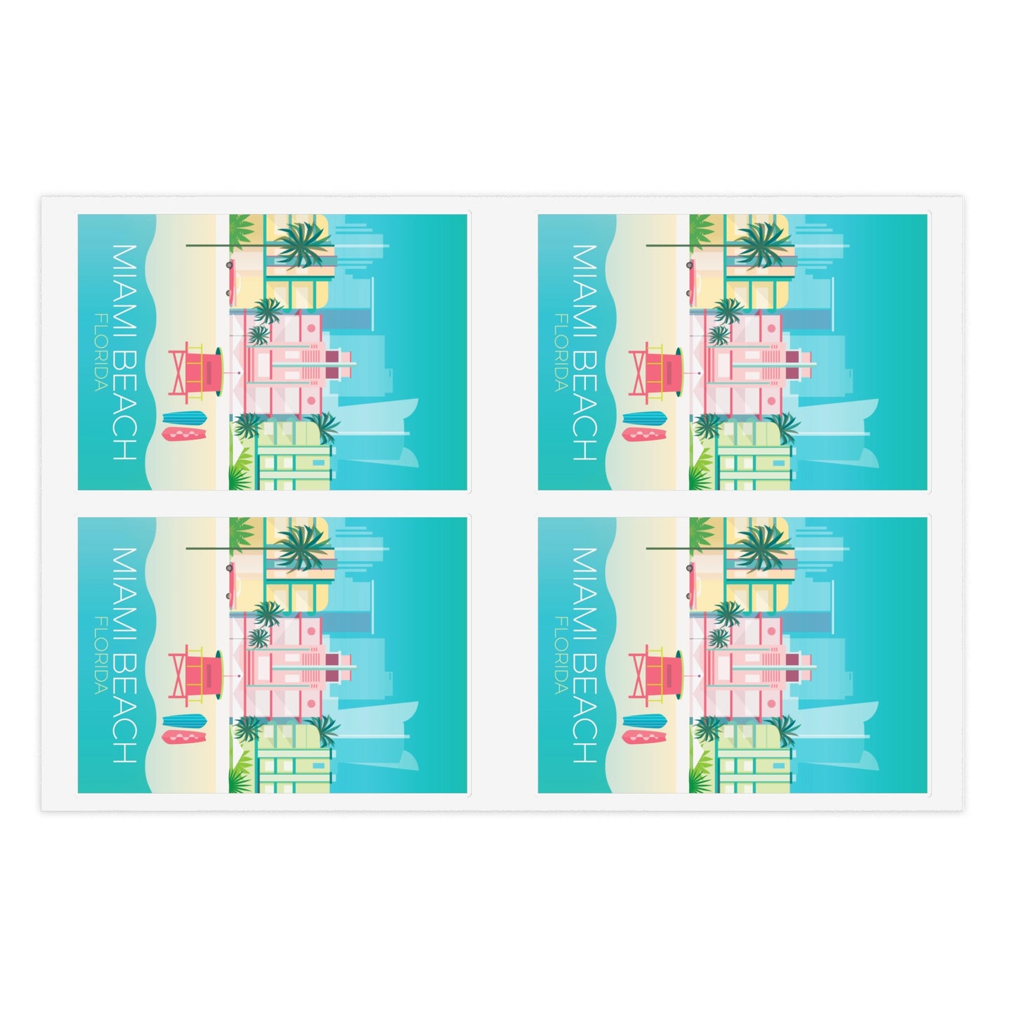 Feuille d’autocollants de Miami Beach