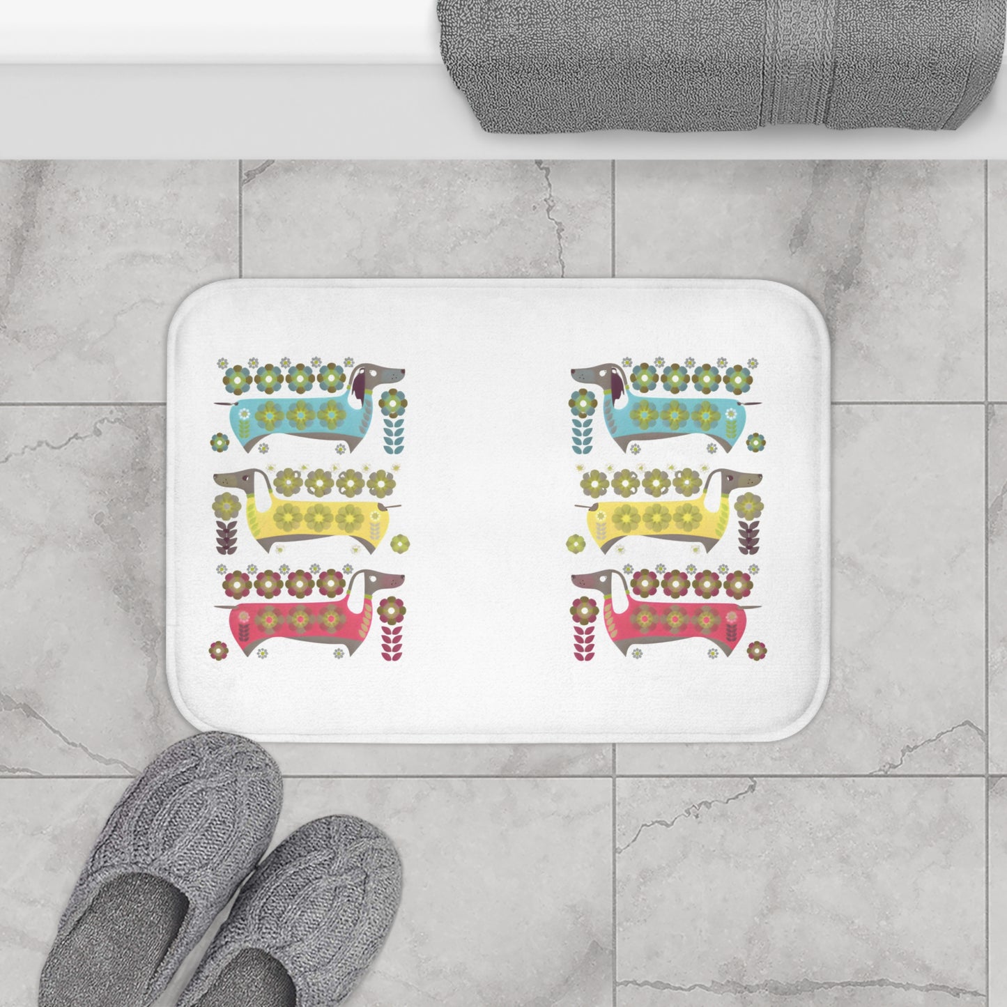 Dachshunds for Days Bath Mat, Non-Slip Bathroom Rug