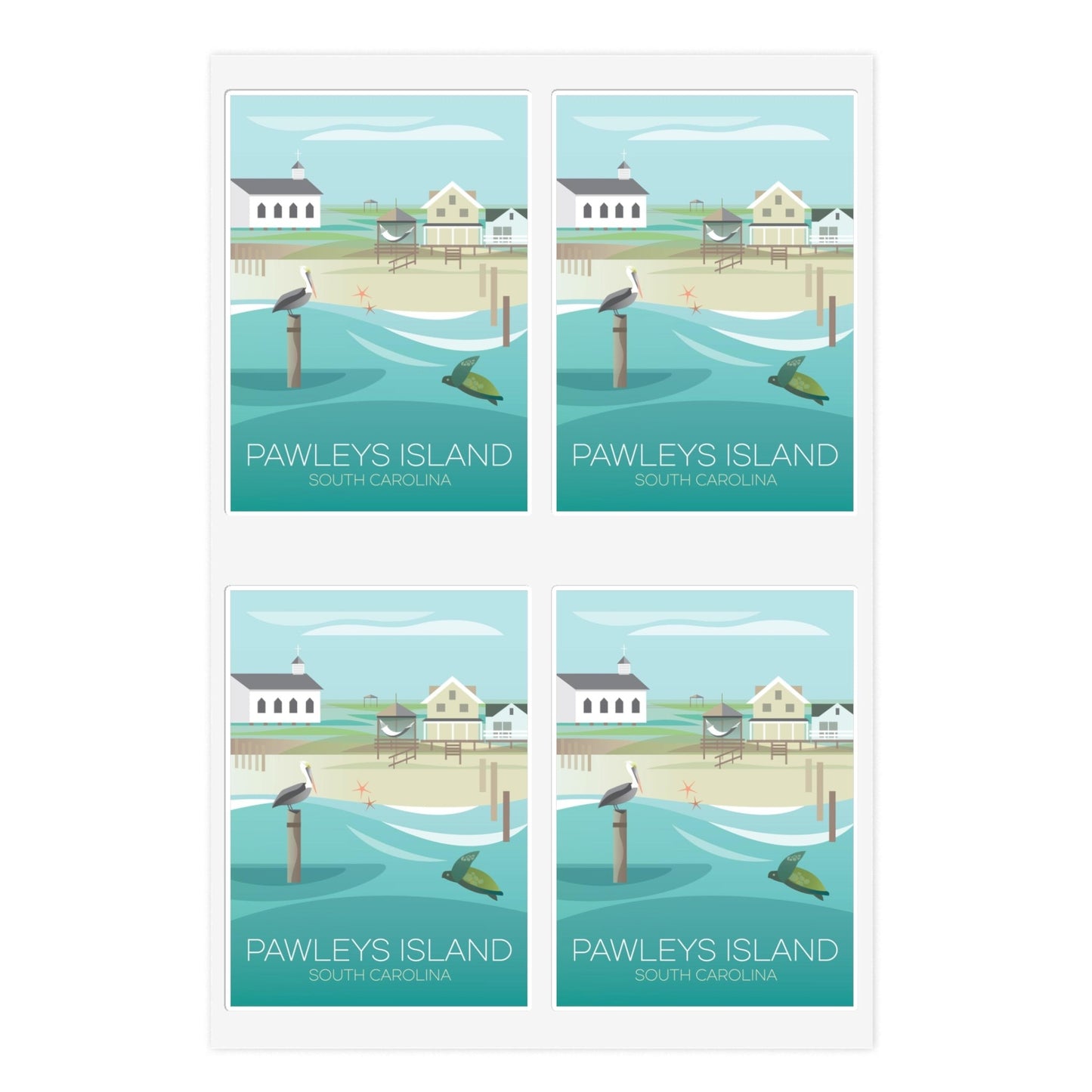 Feuille d’autocollants de l’île Pawleys