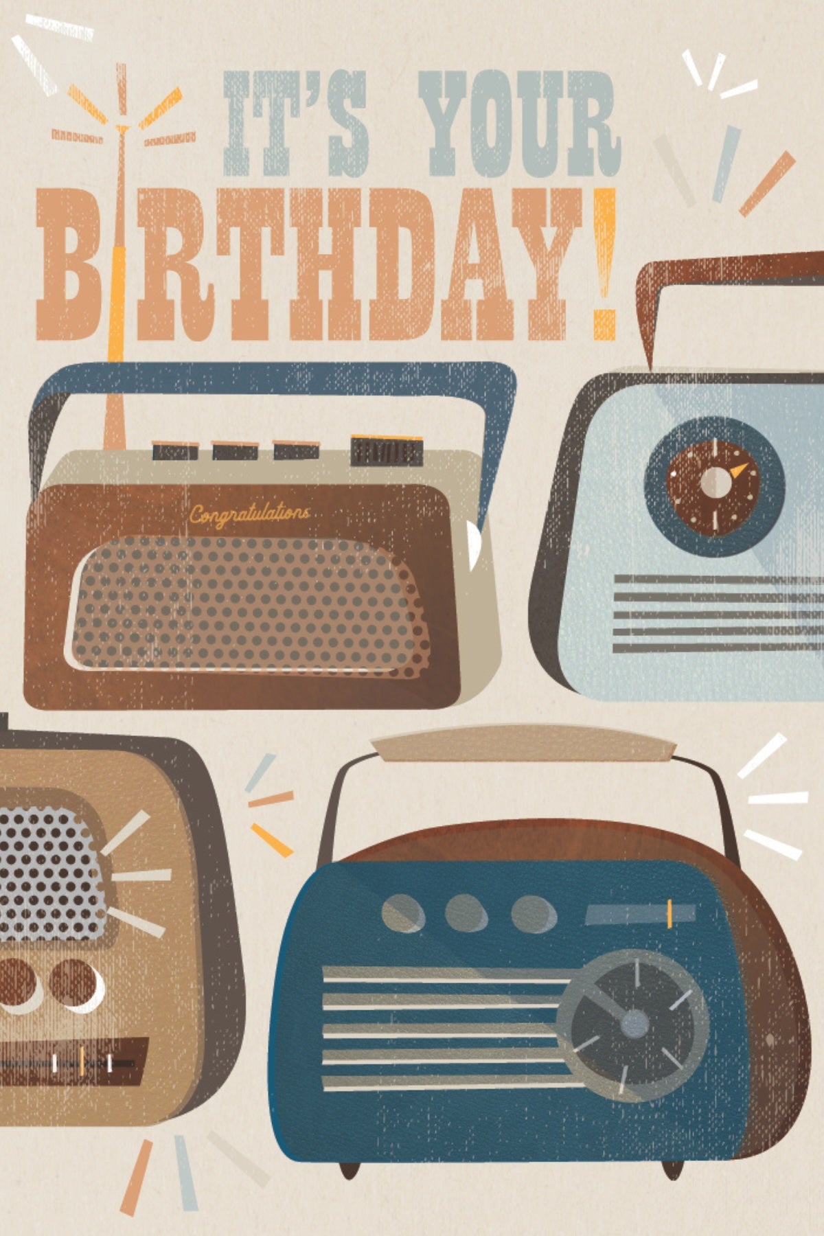 Birthday Radios Postcard