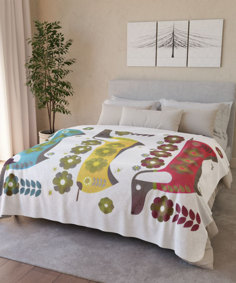 Dachshunds for Days Cozy Fleece Sherpa Blanket