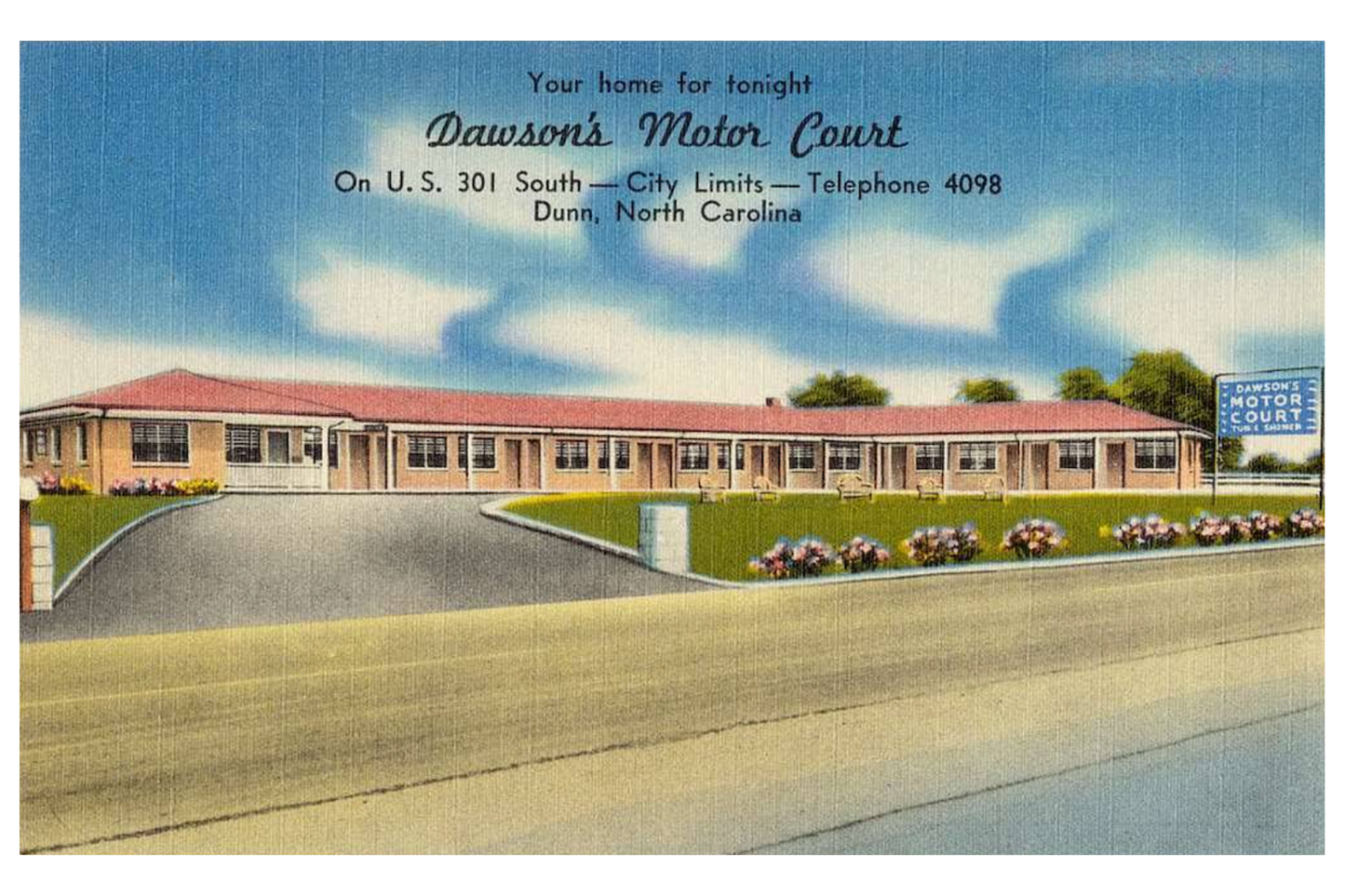 Dawson's Motor Court Postal Card