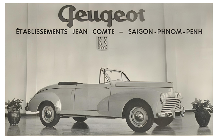 Vintage Peugeot Phnom Penh, Cambodia Postal Card
