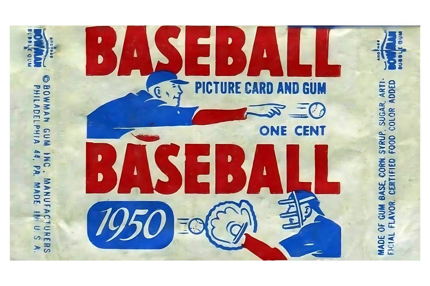 Baseball Gum 1950 Wrapper Postal Card