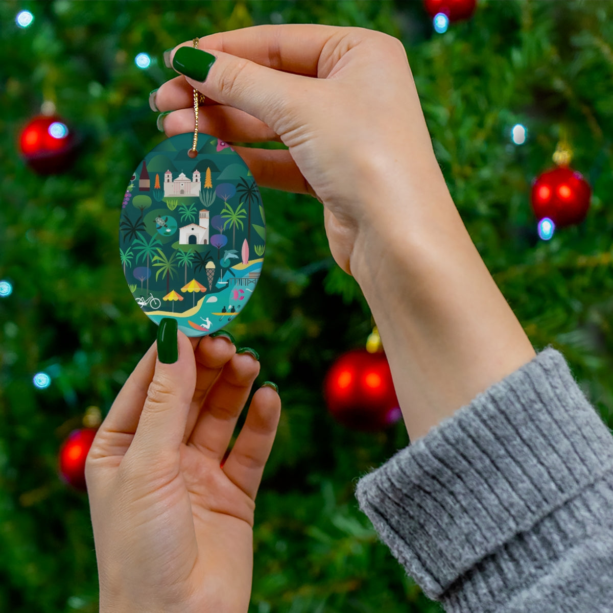 Santa Barbara Ceramic Ornament