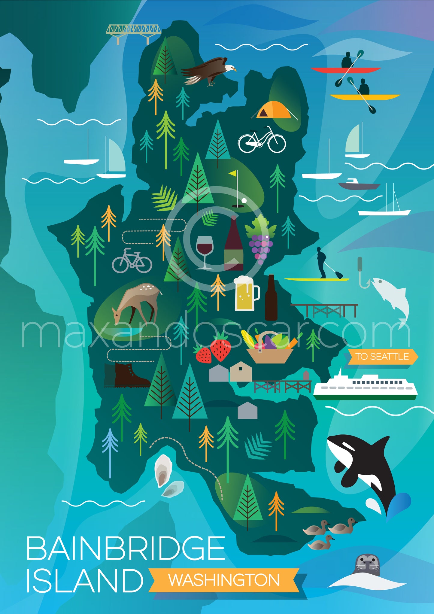 CARTE POSTALE DE L'ÎLE DE BAINBRIDGE