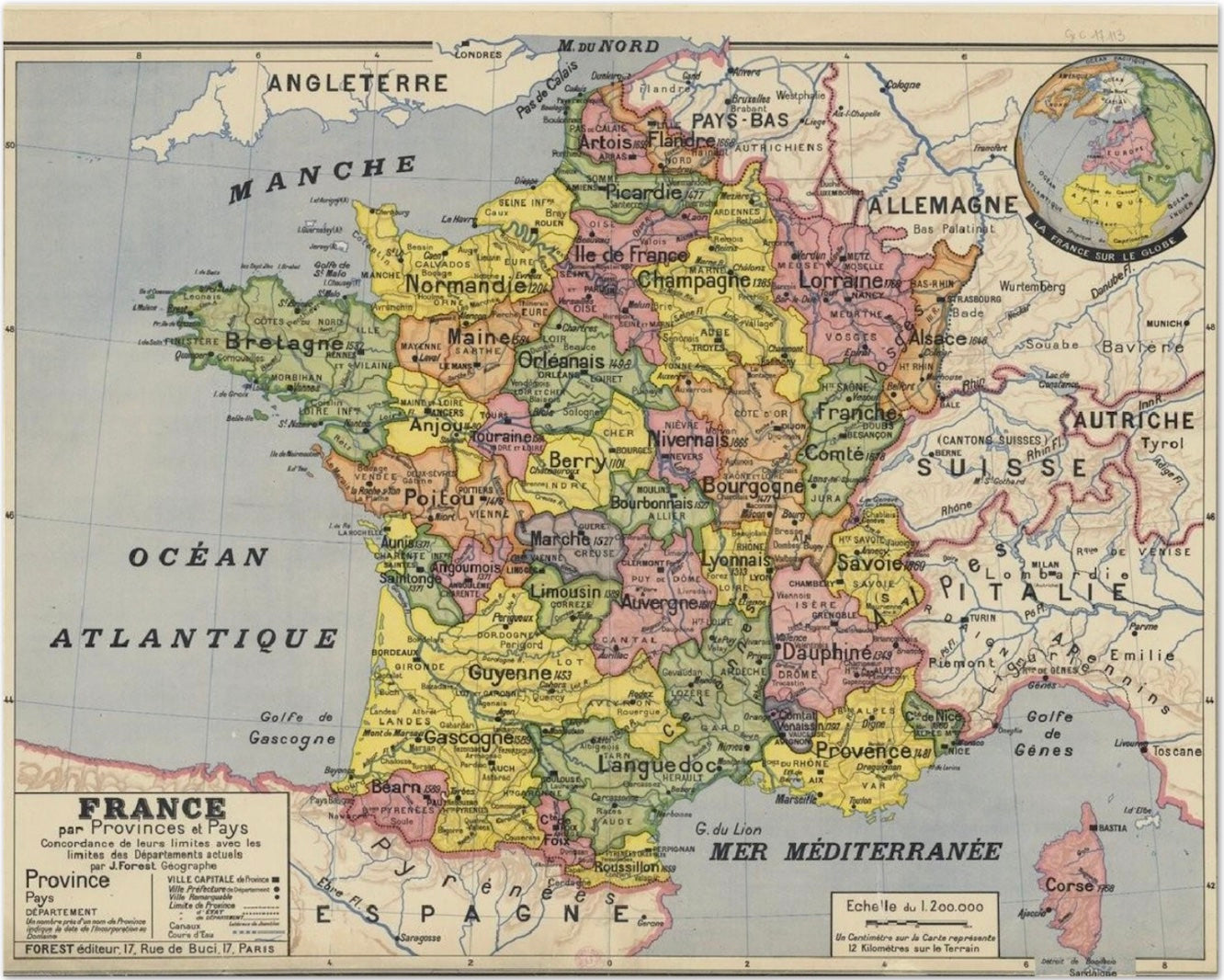 FRENCH SCHOOL MAP - FRANCE PAR PROVINCES ET PAYS