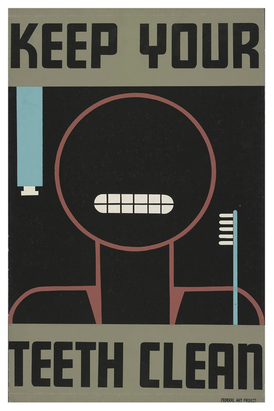 KEEP YOUR TEETH CLEAN WPA POSTAL CARD