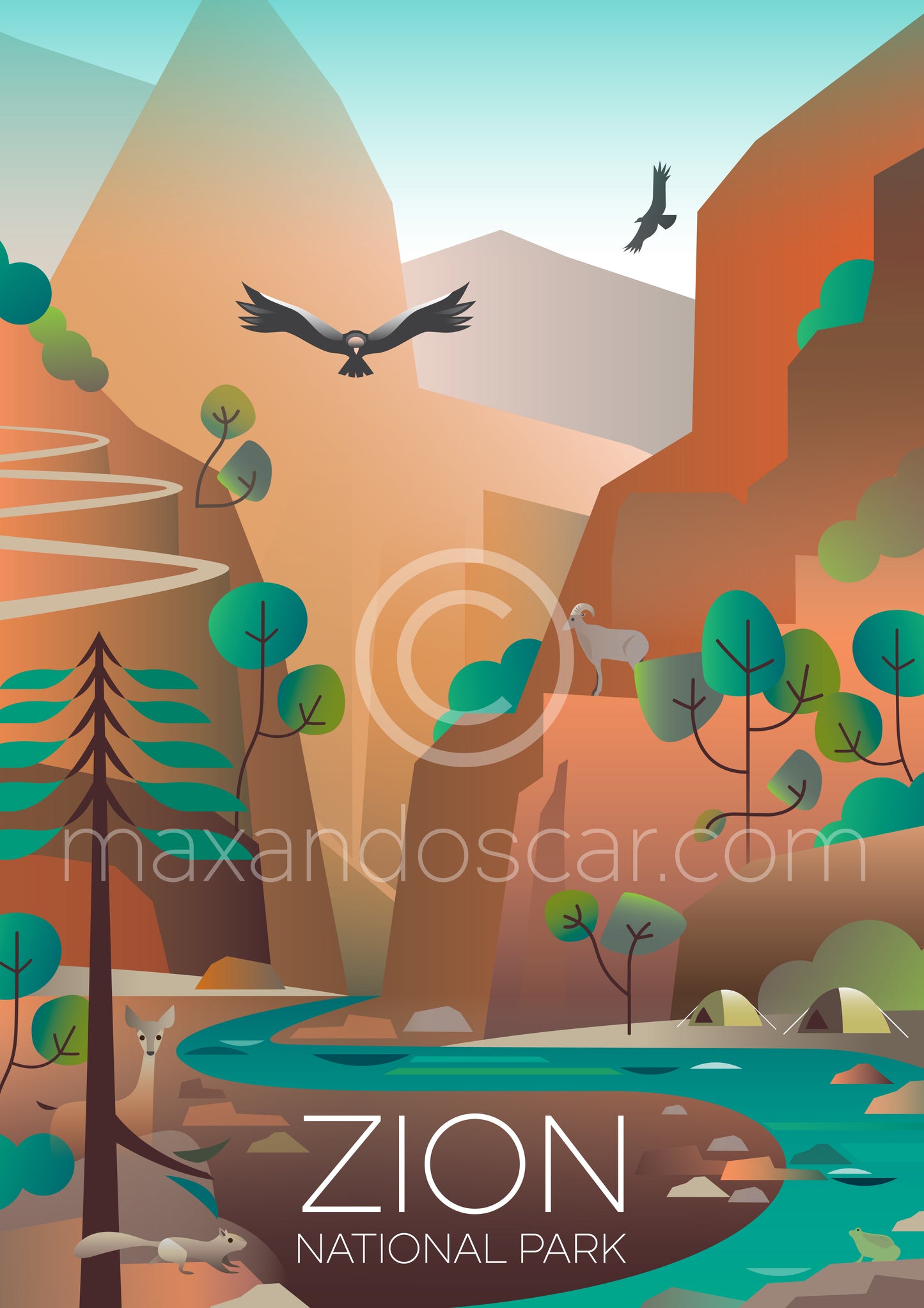 ZION NATIONAL PARK PRINT