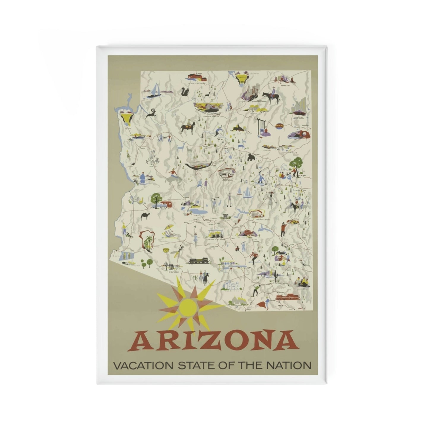 Arizona Map Postal Card