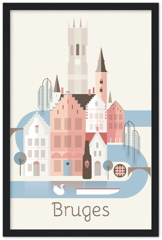 Brügge Premium-Poster aus mattem Papier mit Holzrahmen