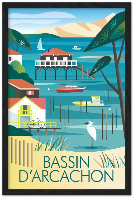 Bassin D'Archachon Premium-Poster aus mattem Papier mit Holzrahmen