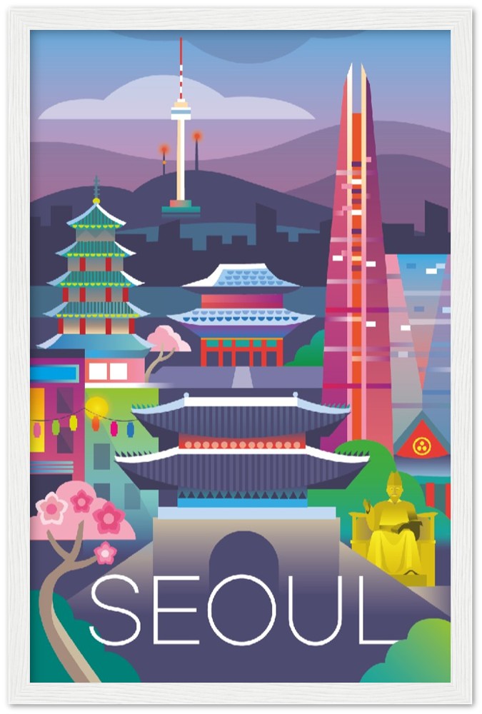 Seoul Premium Matte Paper Wooden Framed Poster