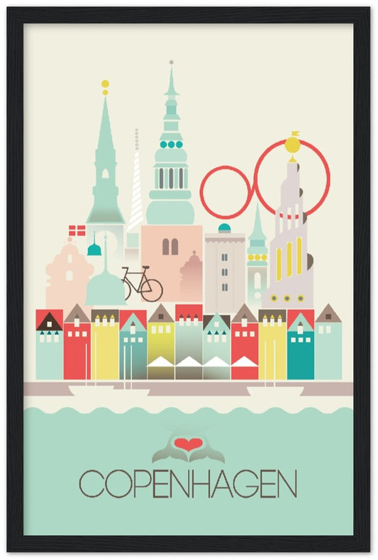 Kopenhagen Premium-Poster aus mattem Papier mit Holzrahmen