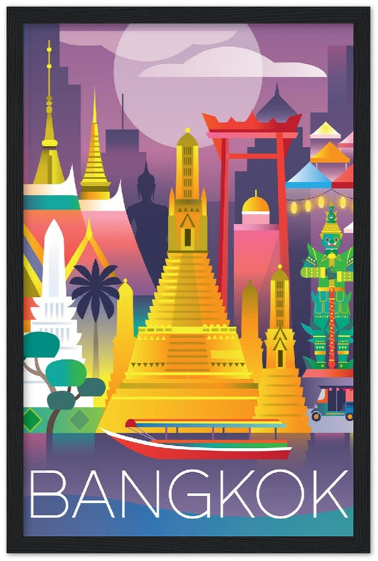Bangkok Premium-Poster aus mattem Papier mit Holzrahmen