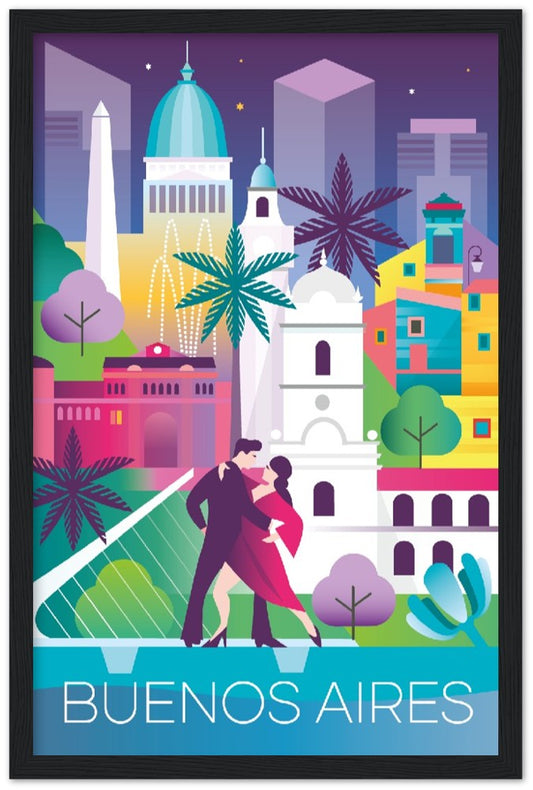 Buenos Aires Premium-Poster aus mattem Papier mit Holzrahmen