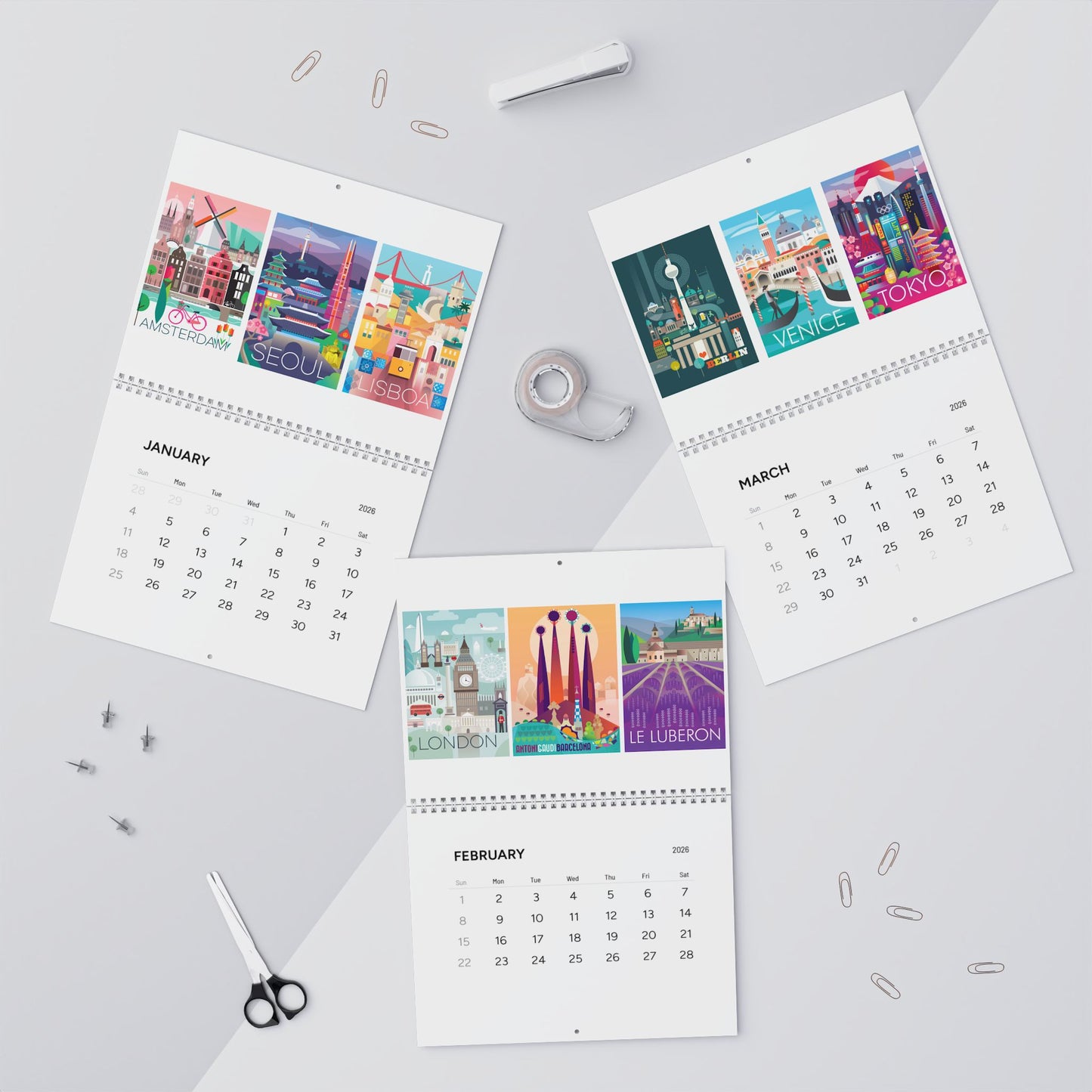 2026 World Cities Wall Calendar
