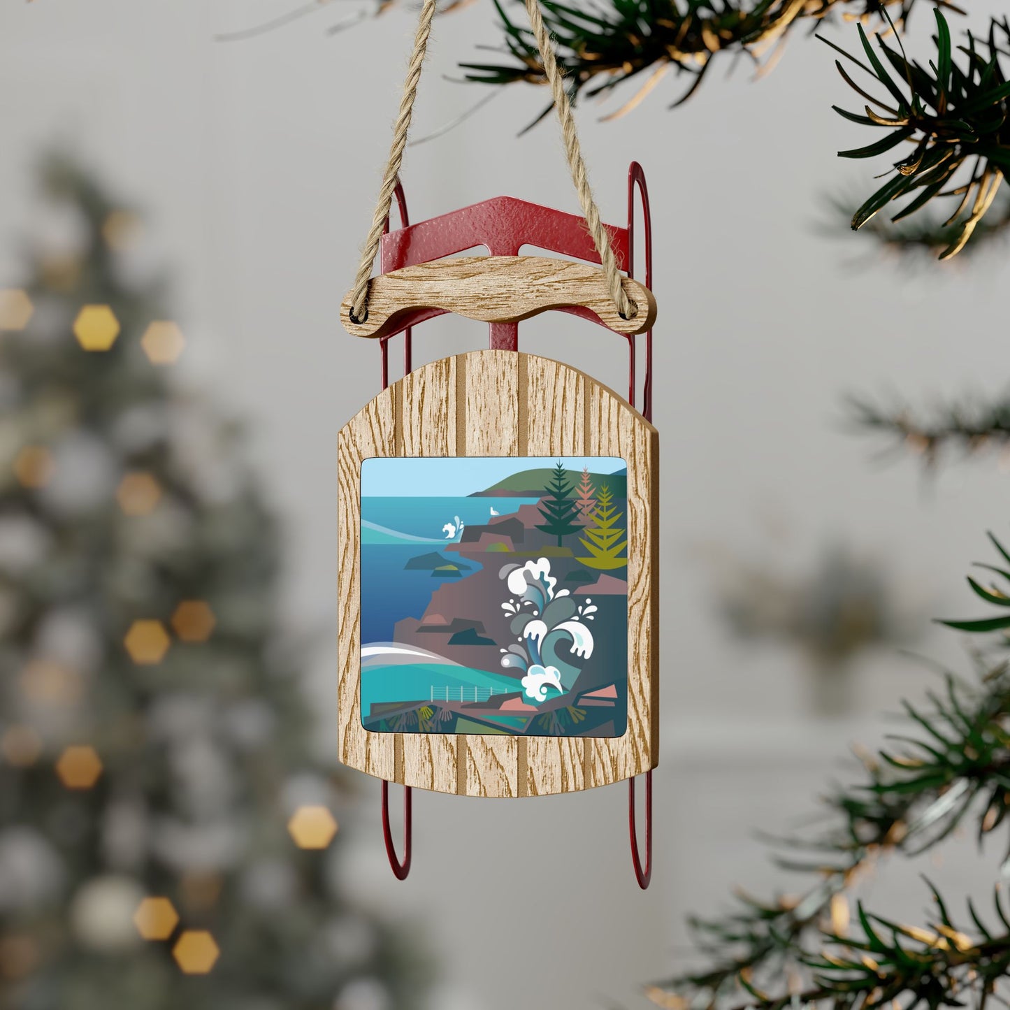 Acadia National Park, Thunder Hole Sled Ornament