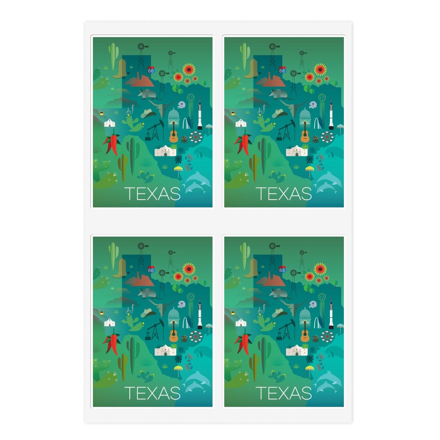 Feuille d’autocollants du Texas