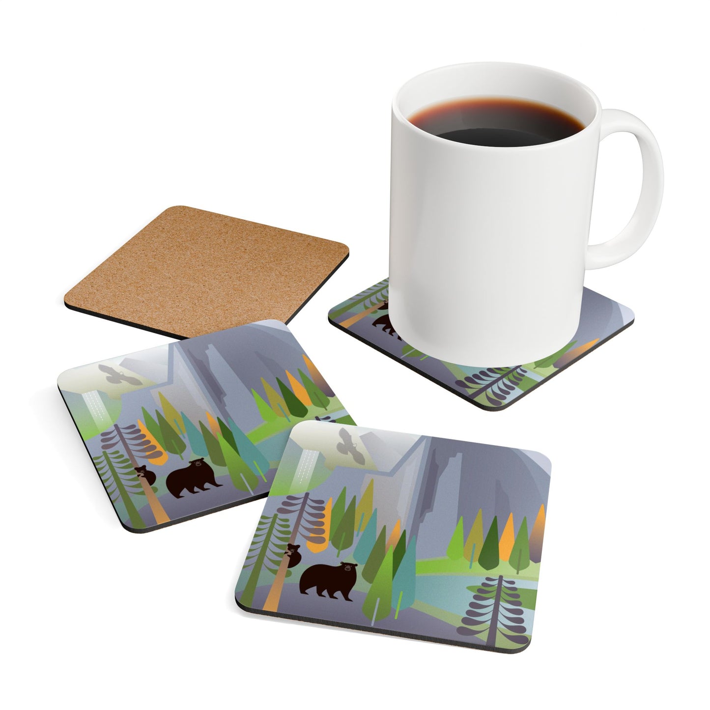 Yosemite National Park Corkwood Coaster Set