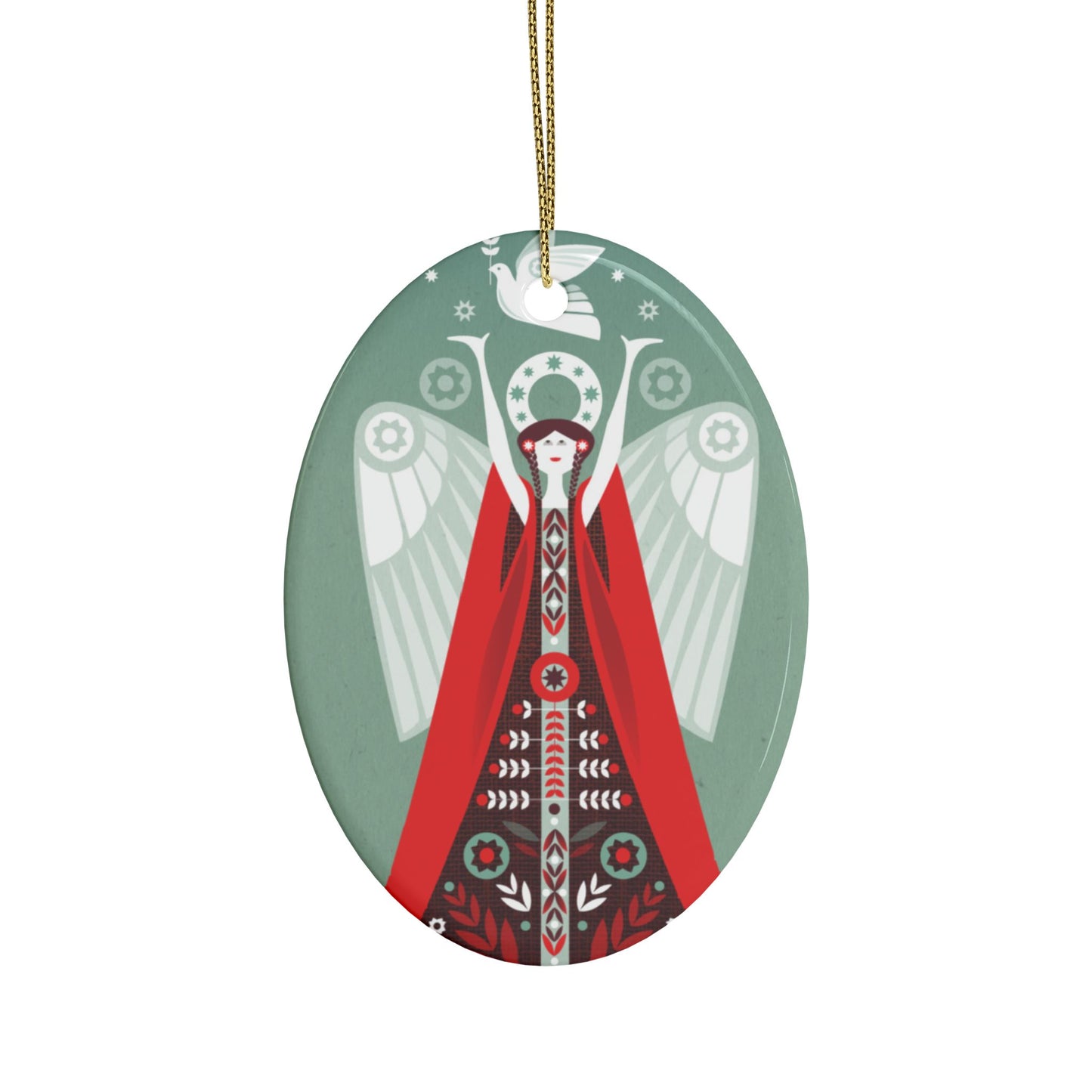 Angel + Dove Ceramic Ornament