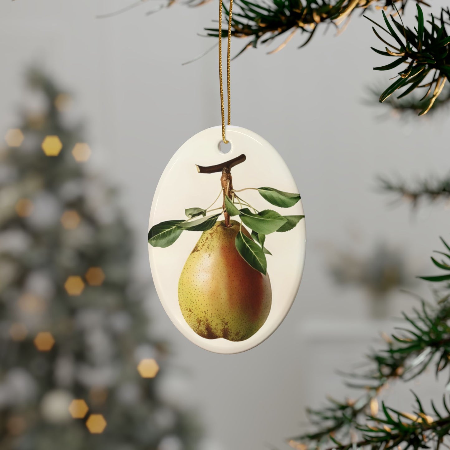 Pear Botanical Ceramic Ornament