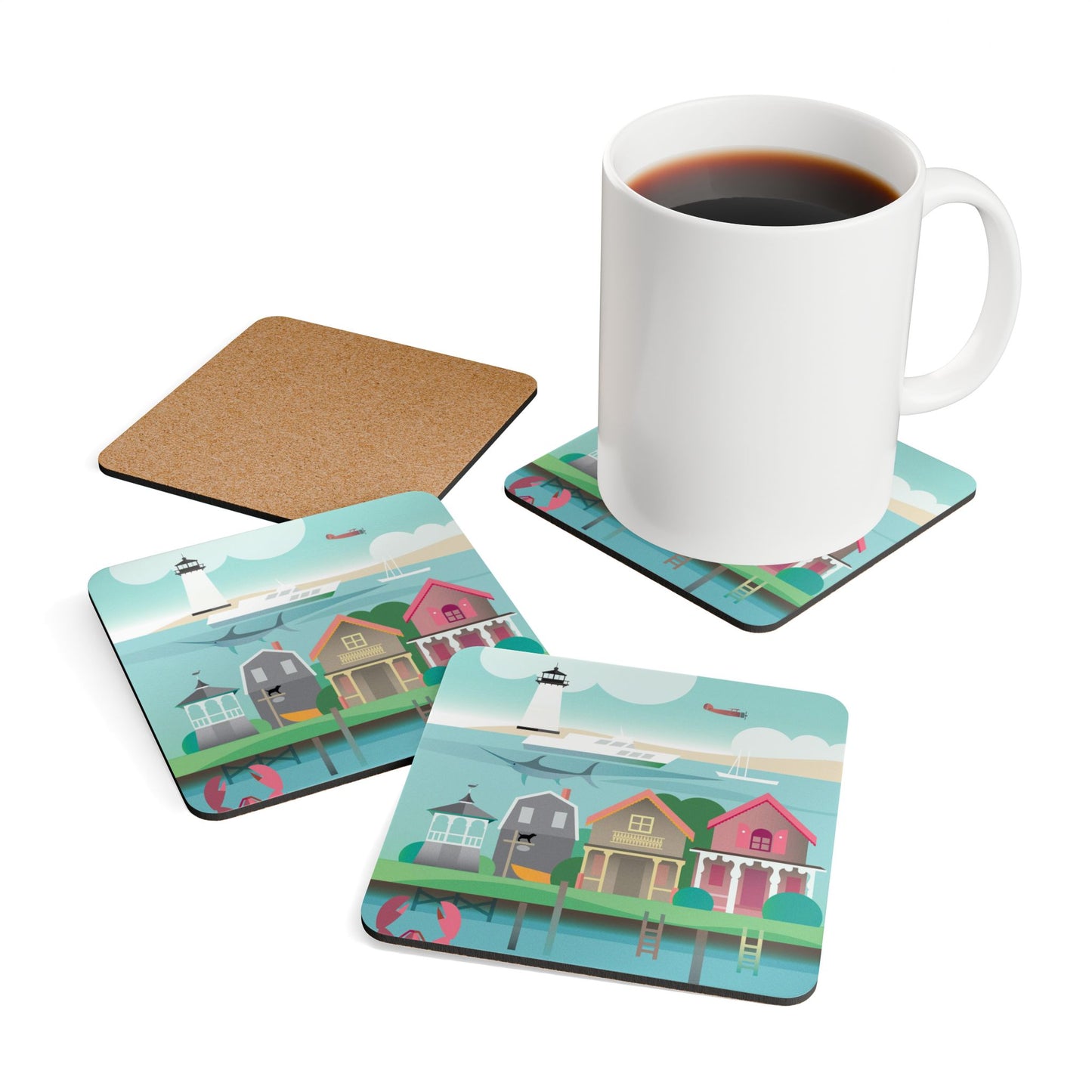 Martha's Vineyard Corkwood Coaster Set