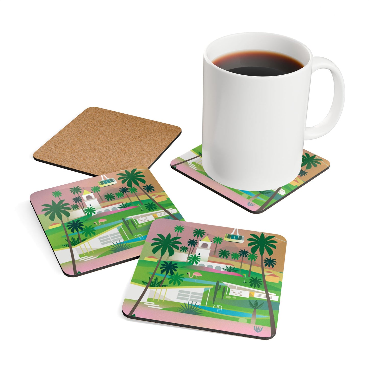 Palm Springs Corkwood Coaster Set