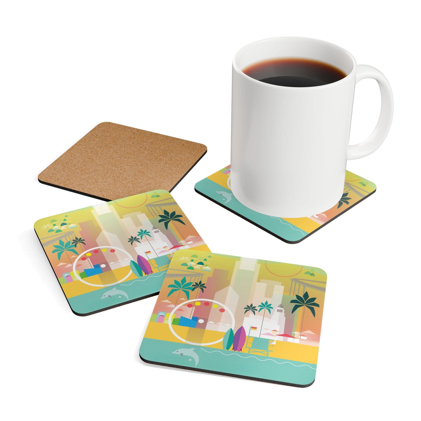 Los Angeles Corkwood Coaster Set