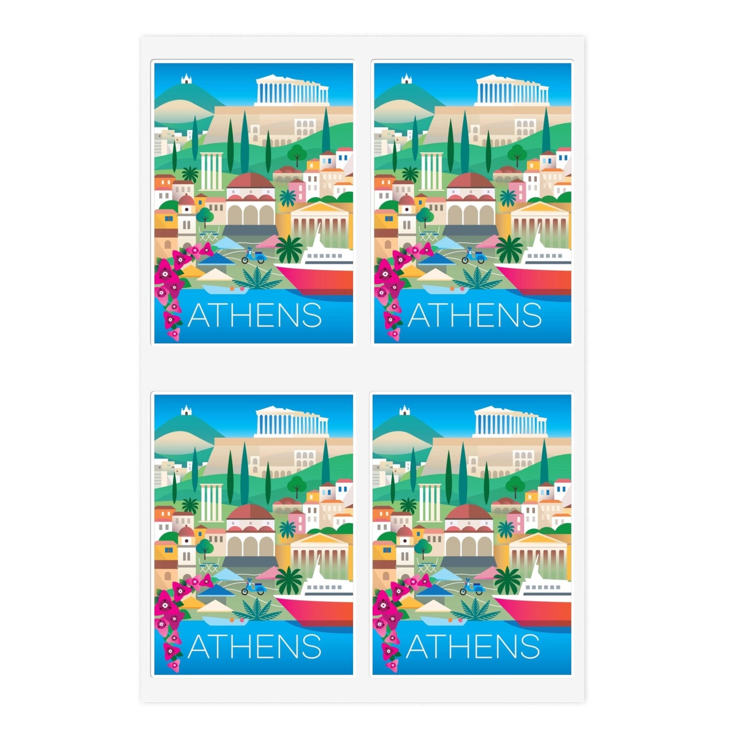 Athen-Aufkleberblatt