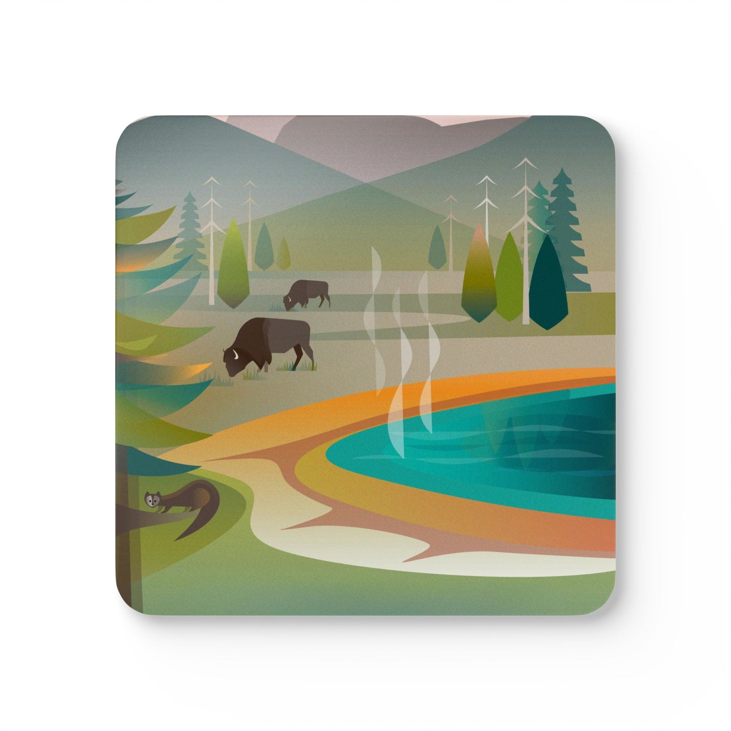 Yellowstone National Park, Grand Prismatic Corkwood Coaster Set