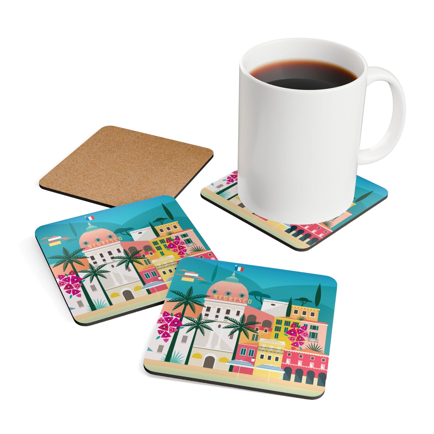 Nice, France Corkwood Coaster Set