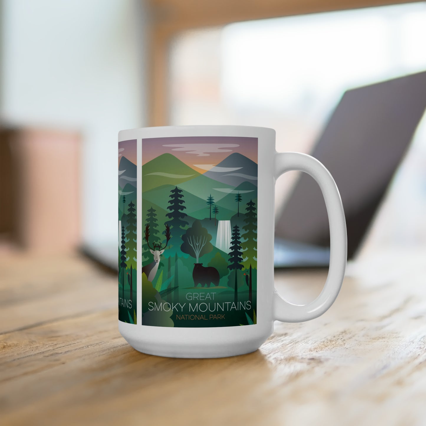 Tasse en céramique du parc national des Great Smoky Mountains 11oz ou 15oz 