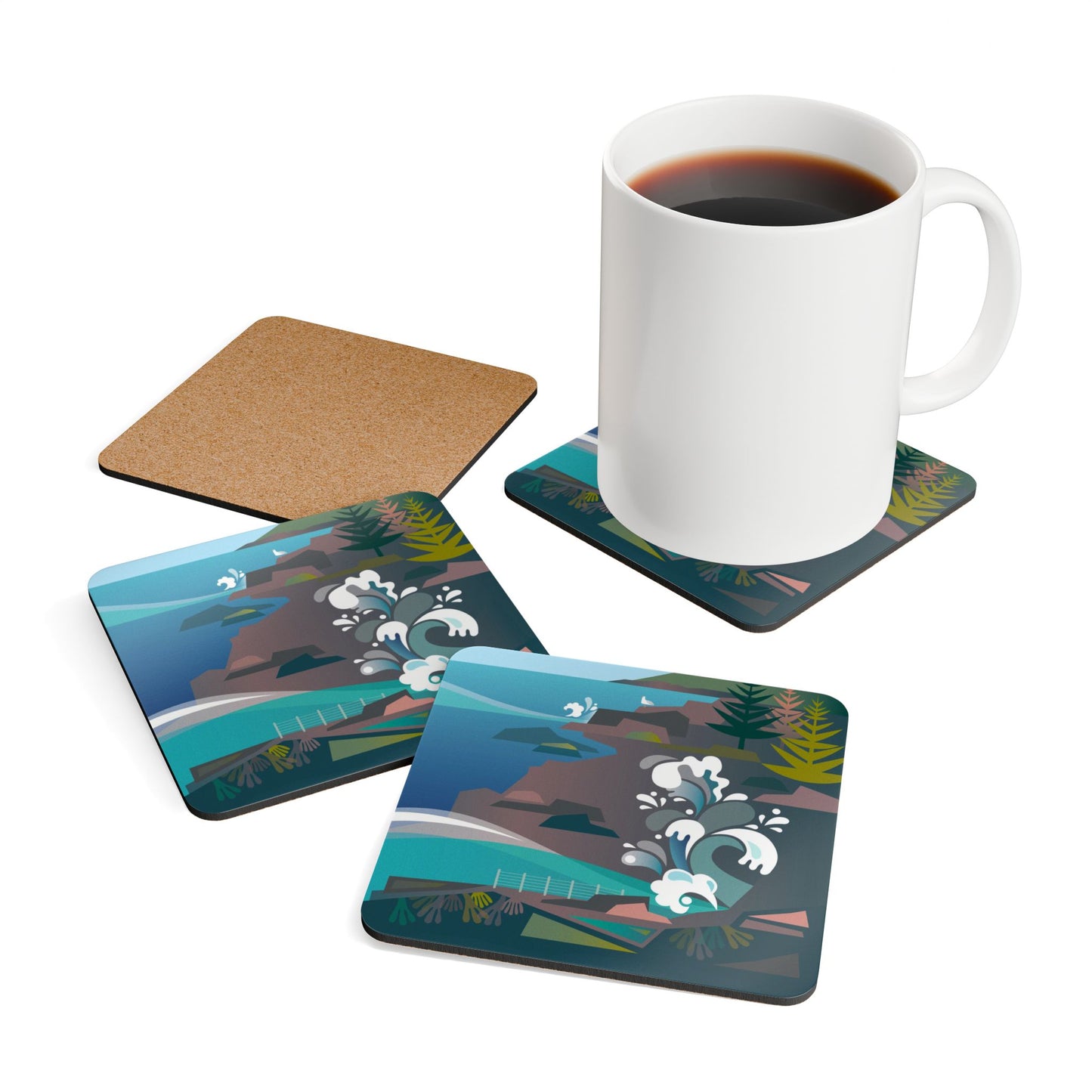 Acadia National Park, Thunder Hole Corkwood Coaster Set