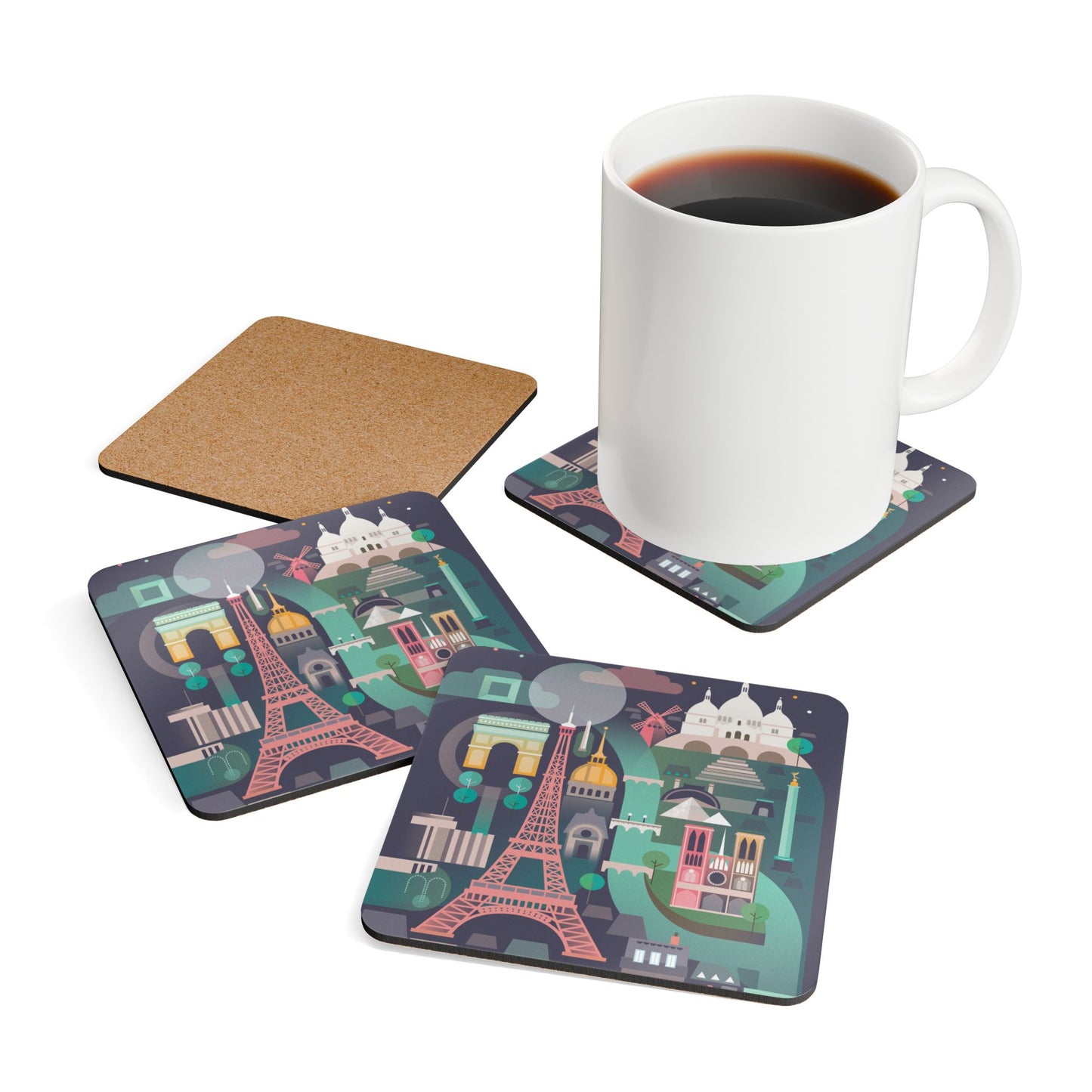 Paris Corkwood Coaster Set