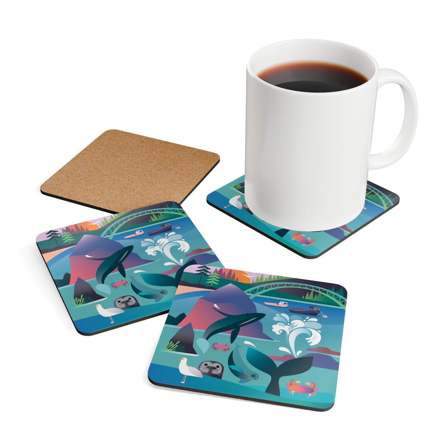 Oregon Coast Corkwood Coaster Set