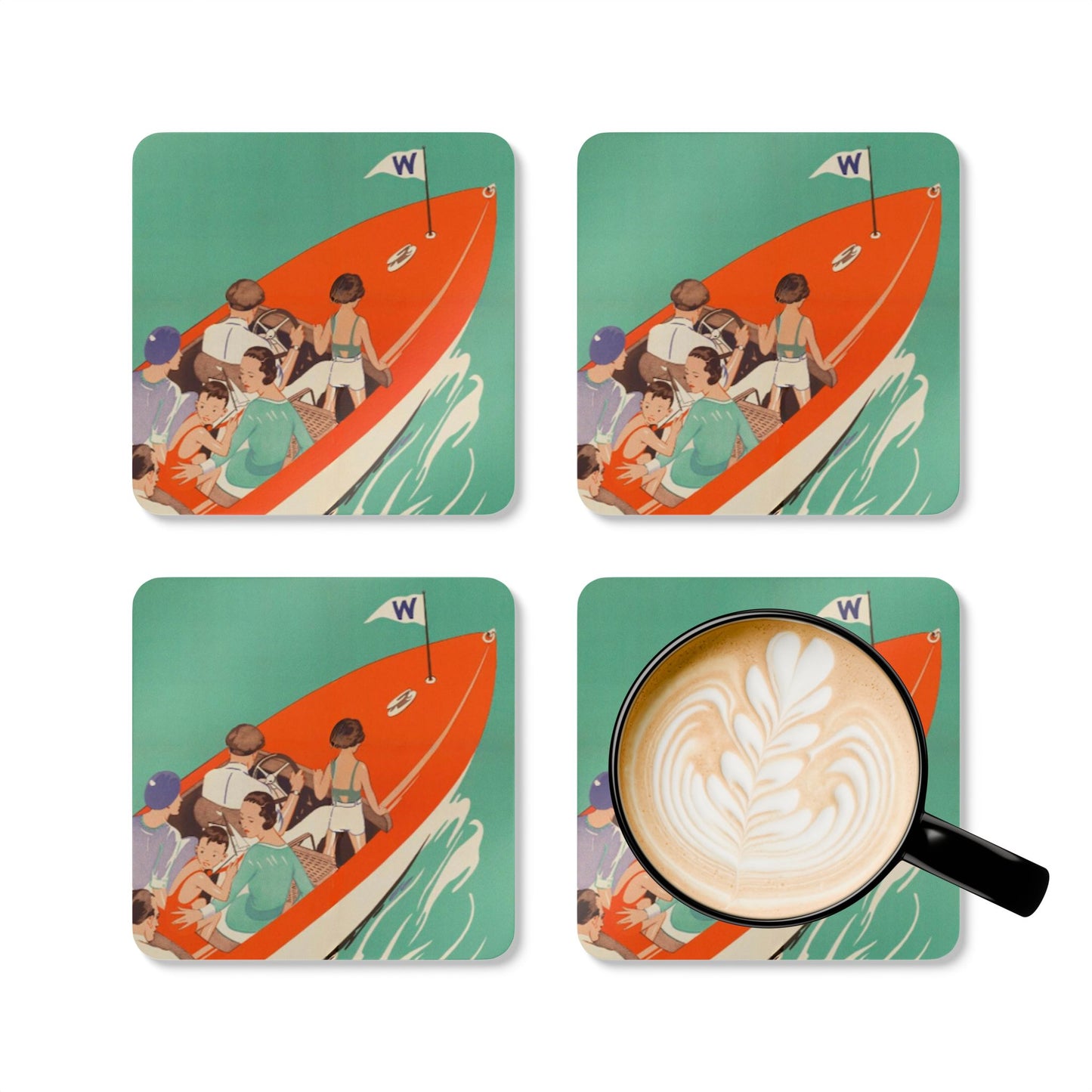 Lake Winnipesaukee Vintage Coaster Set