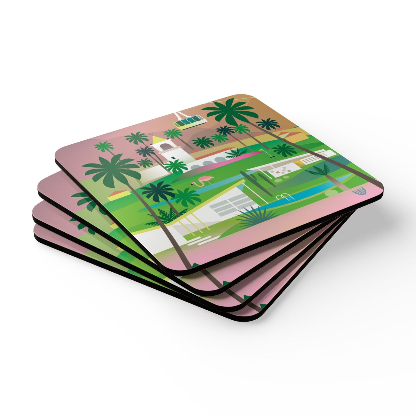 Palm Springs Corkwood Coaster Set