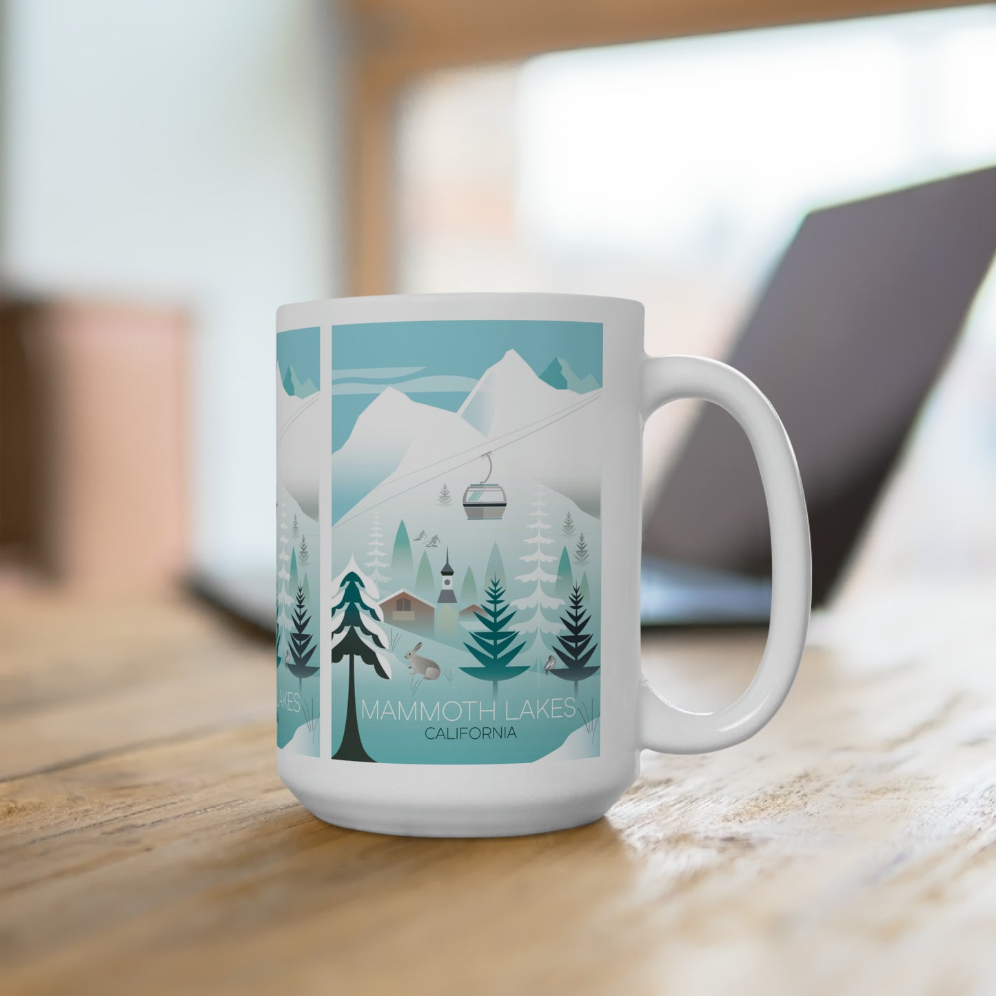 Mammoth Lakes, tasse en céramique d’hiver 11oz ou 15oz 