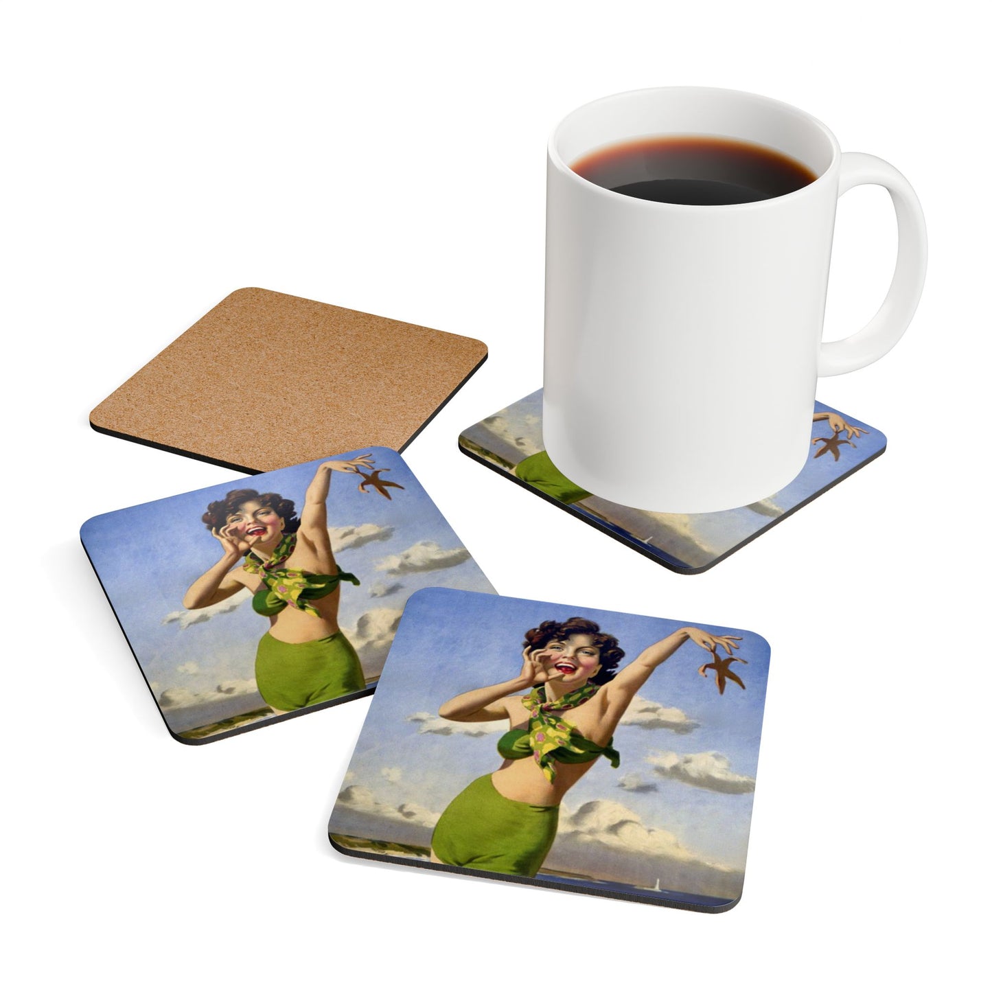 Whitely Bay Corkwood Coaster Set