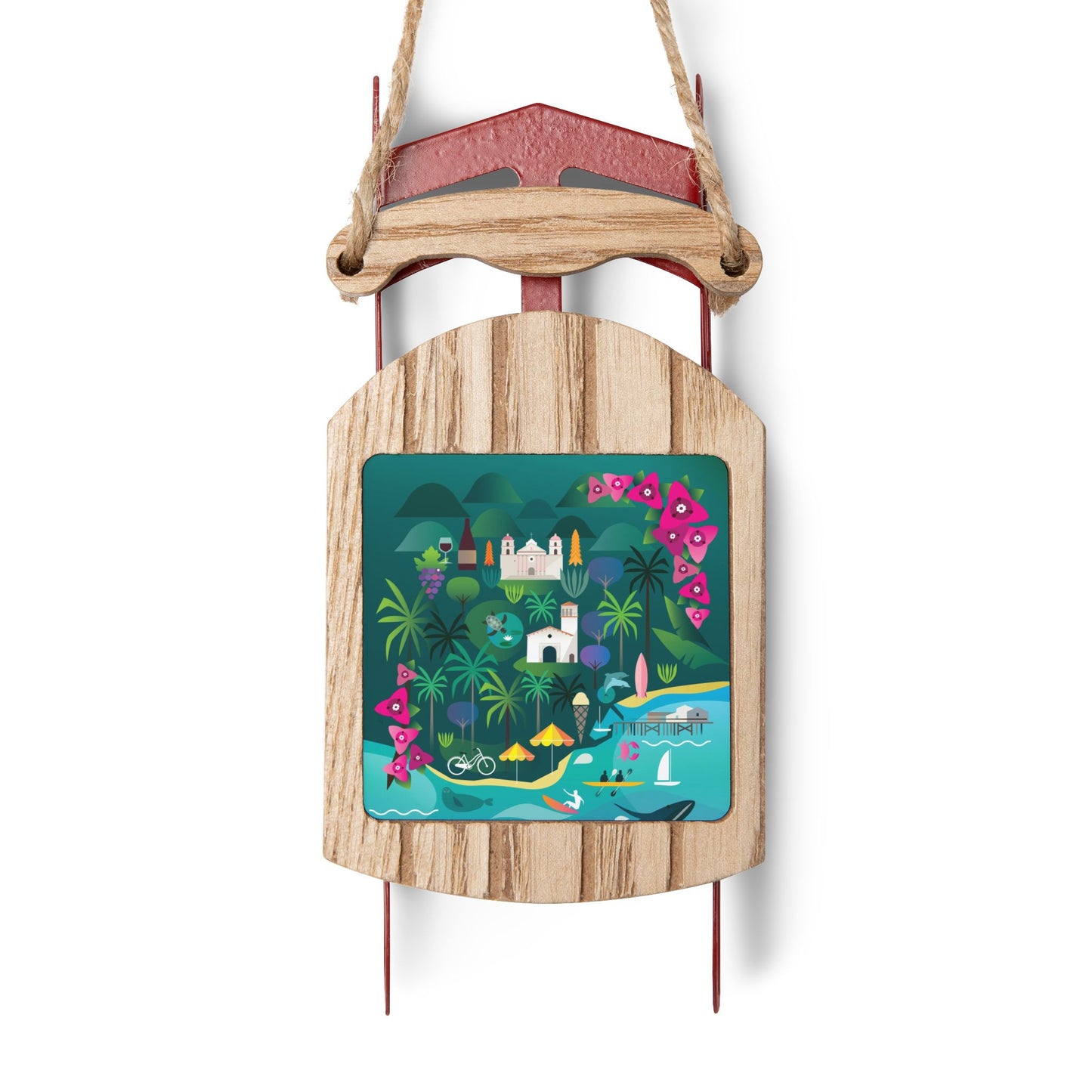 Santa Barbara Sled Ornament