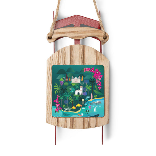 Santa Barbara Sled Ornament