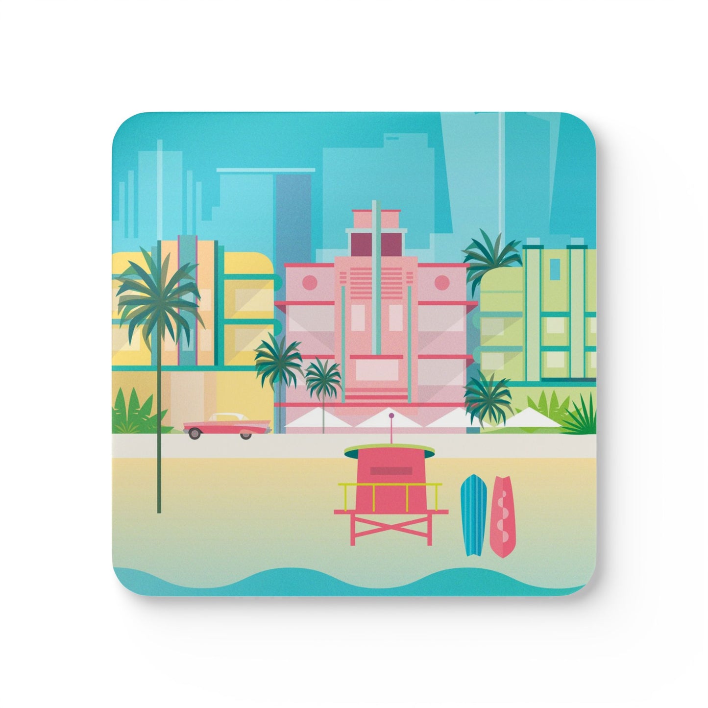 Miami Beach Corkwood Coaster Set