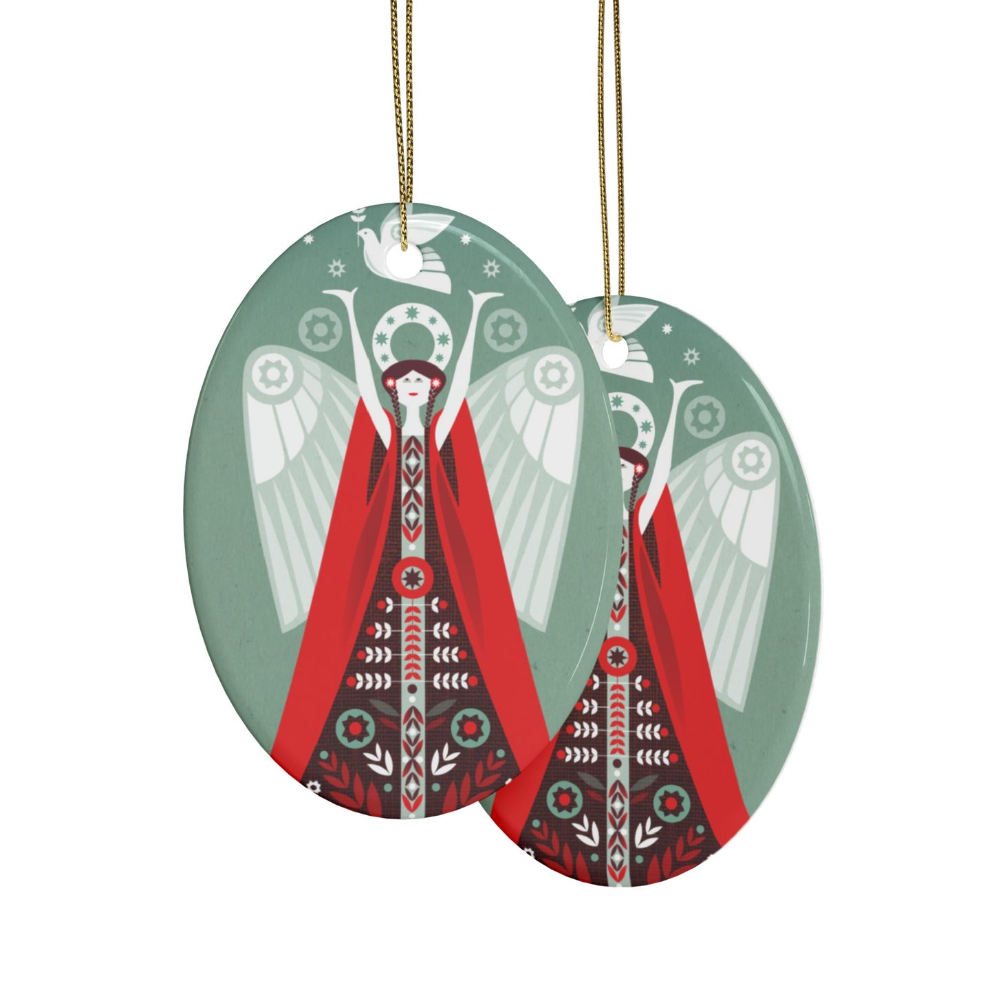 Angel + Dove Ceramic Ornament