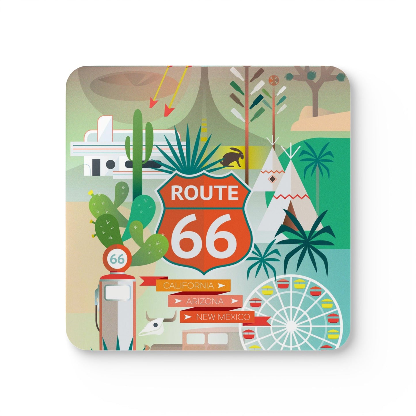 Route 66 Corkwood Coaster Set