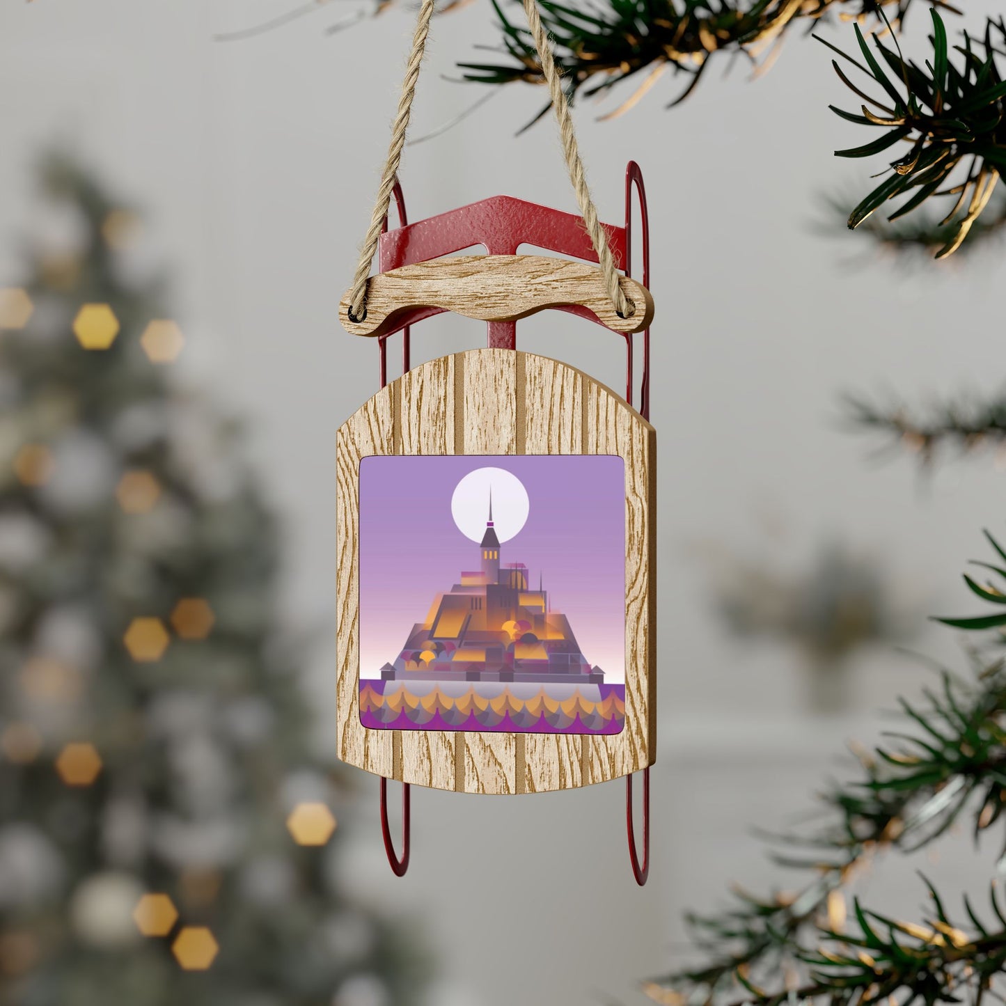 Mont-Saint-Michel Sled Ornament
