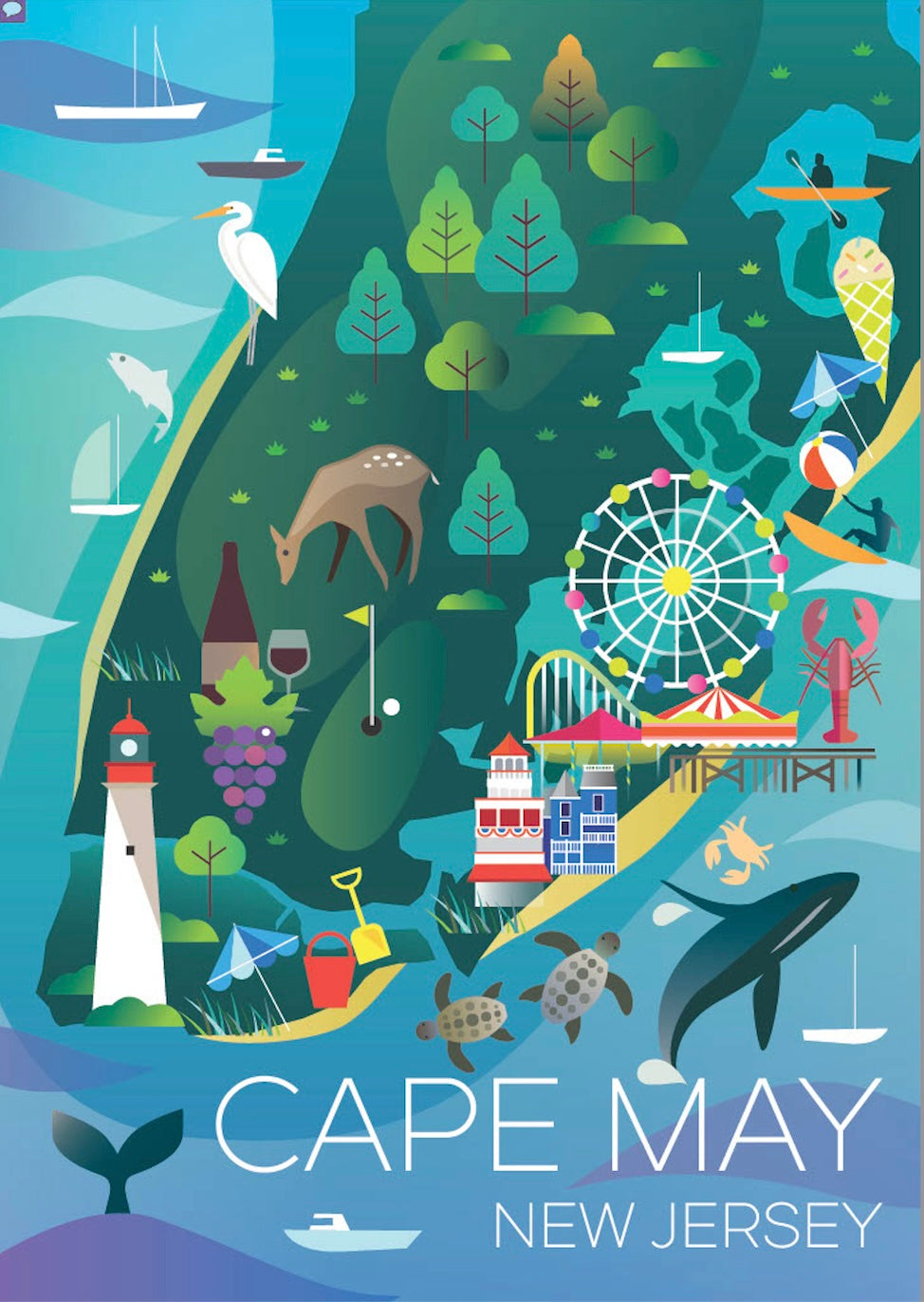 Cape May Map Postcard