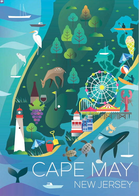 Cape May Map Postcard